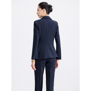 Women's Professional Suit Long Sleeve Navy Polyester Workwear For Office Hotel Receptionist Spring Autumn - Product Image 4