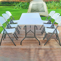 Table pliable en plastique de 6 pieds avec 6 chaises pour la salle à manger, le restaurant, le camping, pour la famille