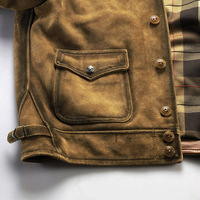 Nouvelles vestes en cuir véritable de vachette suédée épaissie, à la mode, avec finition délavée et vintage, col rabattu