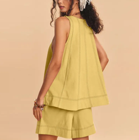 Ensemble short et débardeur 2 pièces pour femme 100 % coton, décontracté, coupe oversize, avec coutures contrastées, idéal pour l'été, personnalisable OEM