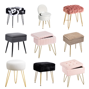 <span class=keywords><strong>Pouf</strong></span> nordique moderne en velours avec rangement <span class=keywords><strong>Pouf</strong></span> rond Repose-pieds pour salon chambre et dressing zones de vanité - Product Image 6