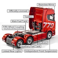 Camion RC en alliage AiJH 19CH 2.4GHZ 1:18 avec remorque, camion RC d'ingénierie pour promotion en supermarché, tracteur télécommandé HUINA