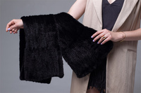 Damen Nerzfell-Strickschal für den Winter Eleganter Warmer Weicher Flauschiger Natürlicher Nerzfell-Schal Winter Nerzfell-Mütze Handgestrickt