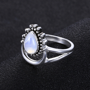 Charm Large <strong>Antique</strong> Marquise Created Moonstone Rings 925 Silver Women's Vintage Punk <strong>Jewelry</strong> <strong>Unique</strong> Anniversary Party Gift - Product Image 4