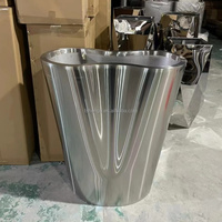 Pot Bunga Stainless Steel Foshan Henge / Pot Bunga Modern 90cm dengan Finishing Cermin Brushed, Pilihan Lampu LED, Pilihan Warna-warni untuk Rumah