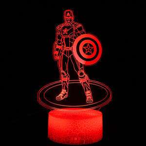 Personnage <span class=keywords><strong>3D</strong></span> Acrylique <span class=keywords><strong>Veilleuse</strong></span> Vente Chaude <span class=keywords><strong>Marvel</strong></span> Cartoon Peut Être Personnalisé LED Chambre Couleur Boîte Blanc 75 70 Cadeaux Lumineux - Product Image 1
