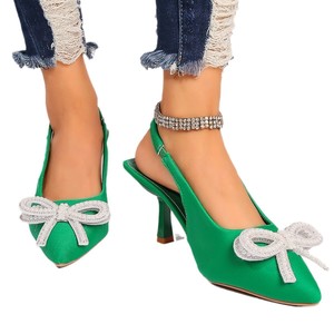 Summer Spring Autumn Comfort Bowknot High-heeled Stiletto <b>Sandals</b> Red Open-toe Pu Upper - Product Image 5