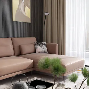 Mobiliário de design simples moderno, quadro de madeira com três sofás seccionais de tecido