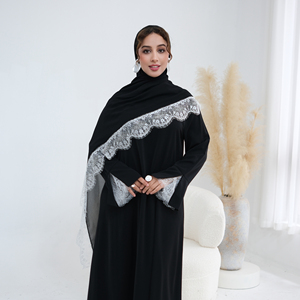 Nouvelle Abaya 2026 Style Dubaï en Dentelle, Ensemble <span class=keywords><strong>2</strong></span> Pièces, Vêtement Islamique Nida, Abaya Modeste pour Femme, Robe Musulmane avec Hijab Assorti - Product Image 6
