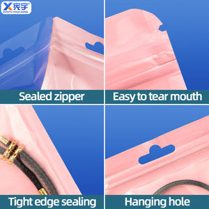 Sacs à fermeture éclair colorés Macaron Mylar avec fenêtre transparente anti-odeur pochettes en plastique Euro trou pour aliments pour animaux de compagnie et colliers - Product Image 4
