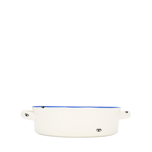 Casseruola da Forno 18 Cm Bianca con Bordo e Manici Blu per Cuocere e Servire - Product Image 1