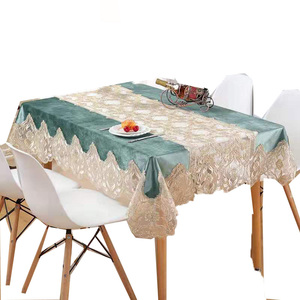 Tovaglie e <span class=keywords><strong>Runner</strong></span> Rettangolari in Pizzo Stile Americano, Tovaglie in Velluto per Matrimoni <span class=keywords><strong>con</strong></span> Bordo in Macramè - Product Image 1