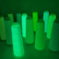 Fil de polyester filé DTY haute ténacité recyclé fil lumineux de couleur néon broderie fibre électroluminescente soie en bleu rouge 5KG