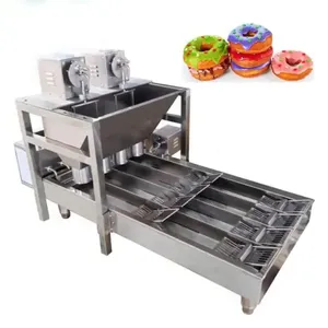 Totalmente Automático Elétrico 12 Moldes Donut Máquinas Industrial Donut Machinery Ring 4 -row Fried Donut Making Machine