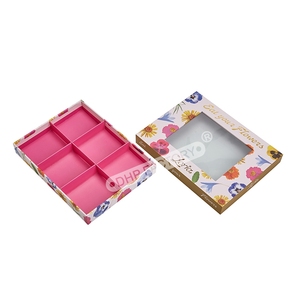 Caja de Embalaje para Galletas con Diseño Floral, Caja de Dos Piezas con Logotipo Estampado en Oro, Inserto de Cartón Gris, Ventana Transparente de PVC, Caja de Regalo - Product Image 4