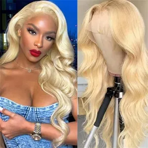 China Supplier Blonde Full Lace Human Hair Wig 13*4 613 #Body Wave Lace Frontal Wig