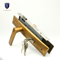 Poignée de porte à mortaise en alliage d'aluminium pour café, avec corps de serrure et cylindre, pour ensemble de serrures à levier pour portes en aluminium, PVC et bois, directement de l'usine