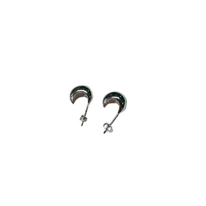 S925 Sterling <b>Silver</b> C Shaped <b>Stud</b> Earrings Geometric Minimalist Design Everyday Wear - Product Image 5