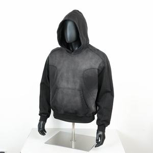 เสื้อฮู้ดดี้ทรงบ็อกซี่แบบครอป ผ้าเฟรนช์เทอร์รี่เนื้อหนา สไตล์ย้อมสีแบบแอซิดวอช ยี่ห้อ TOPSHOW คุณภาพสูงสำหรับผู้ชาย - Product Image 1