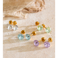 JINYOU 7760 Exquisitos Pendientes de Cristal Redondos Tallados, Pendientes de Acero Inoxidable Hipoalergénicos