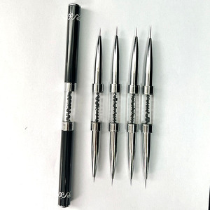 Stylo double embout pour nail art, support noir pour stylo, logo personnalisé, professionnel, pour salon de manucure, pinceau de peinture pour lignes d'ongles - Product Image 2