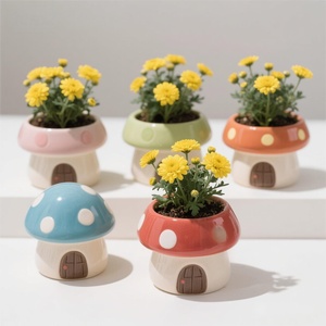 Cendriers en céramique en forme <span class=keywords><strong>de</strong></span> maison <span class=keywords><strong>de</strong></span> champignon personnalisés - Accessoires pour fumeurs OEM/ODM avec couleur <span class=keywords><strong>de</strong></span> toit personnalisable - Product Image 5