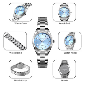 Montre ronde à quartz pour femme, bracelet en acier inoxydable, affichage analogique, élégante et tendance, étanche 30m - Product Image 2