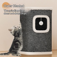 Lit carré pour chat, arbre à chat multi-niveaux en tissu avec griffoir, planche à griffer ludique, maison pour chat chaude, salon confortable, robuste et durable