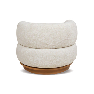 Fauteuils de salon modernes et simples, capitonnés, pivotants à 360°, dossier bas, fauteuil d'appoint, blanc ivoire, bouclé, écologique - Product Image 6