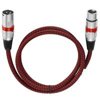 Câble de microphone XLR mâle-femelle avec blindage tressé pour système de sonorisation, conducteurs tout cuivre, gaine PVC 6 mm, 1,8 m, noir