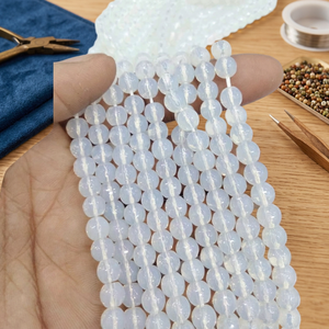 Perles de pierres précieuses en opalite facettée taillées en diamant pour la fabrication de colliers, bracelets et bijoux DIY, Agate Mirani Rajasthan - Product Image 2