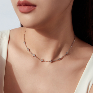 Collar con Colgante de Estrella, Chapado en Rodio, Cadena de Eslabones con Circonita Cúbica, Minimalista, Unisex, para Uso Diario - Product Image 6