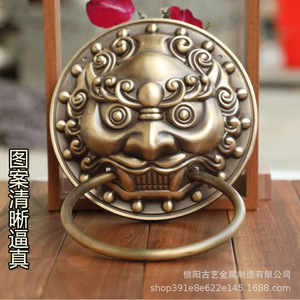 Poignées de porte de style antique, design tête d'animal en cuivre, nouveau style chinois pour porte - Product Image 3