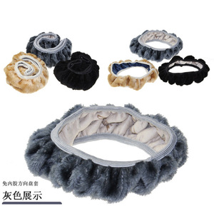 Plush Steering Wheel Cover 38cm Diameter Winter Warm Solid Color Car Accessory - Product Image 3