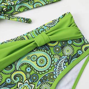 Bikini de 2 Piezas Personalizado OEM, Marca Propia, Barato, al por Mayor, para Mujeres Maduras, Micro Mini, Estampado Triangular Extremo, de Secado Rápido, con Tanga en V - Product Image 4