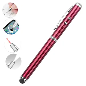 4-in-1 Multifunction Laser Pointer LED Flash Light Touch Pen for Mobile iPad Screen with Writing Function Red Laser Pen