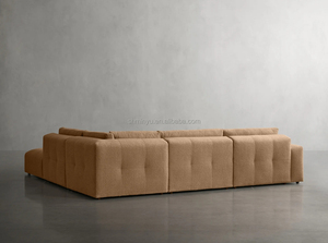 Chaise longue modulaire de luxe moderne, design contemporain, tissu en velours, structure en bois, éponge, pour salon intérieur - Product Image 3