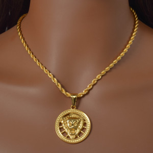 Collar con Colgante Circular Personalizado Chapado en Oro de 18K, Juego de Joyería de Acero Inoxidable 316L con Forma de Animal para Niños - Product Image 5