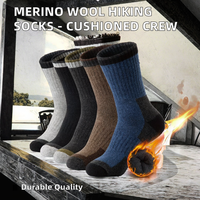 Chaussettes de randonnée en laine mérinos rembourrées pour la marche et le trekking en plein air, décontractées avec logo corporel, saison d'automne