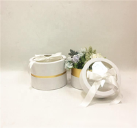 Boîte à fleurs 2 pièces en tissu satiné de haute qualité boîte-cadeau ronde en PVC avec ruban boîte d'emballage cadeau ronde pour la Saint-Valentin