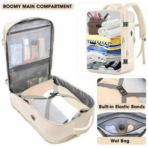 Mochila de Viaje Impermeable y Espaciosa con Múltiples Compartimentos, Puerto de Carga USB, Panel Solar, Aprobada para Avión, Bolsillo Impermeable y Elástico - Product Image 3