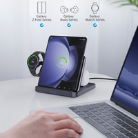 Station de charge sans fil 3-en-1 certifiée KC pour Samsung Galaxy Z Fold5/4 Watch6/5/4/3/Active2 avec support et accessoires PD
