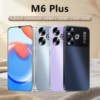 Último Modelo de Teléfono Celular M6 Plus 5G, Pantalla Ancha HD de 6.8 Pulgadas, Batería de Larga Duración de 6800mAh, Teléfono Inteligente Android Global 5G con Doble SIM