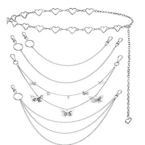 Chaîne de taille pour femme en alliage de zinc, motif cœur ajouré, multicouche, style rétro tendance pour usage quotidien - Product Image 1