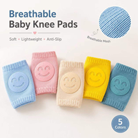 Chaussettes antidérapantes en coton pour bébé avec coussinets de protection genoux et coudes, motif dessin animé tricoté avec points en silicone, idéales pour l'automne et les tout-petits