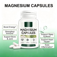 Capsules de magnésium OEM personnalisées 250 mg, 60 unités, complément alimentaire pour la santé des os et du cœur