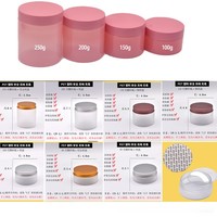Pots en plastique PET de 100, 120, 150, 200, 250g, rose, pour crème pour le visage, beurre corporel, crème cosmétique, emballage avec couvercle doré