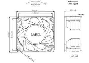 Ventilateur axial DC T1 pour refroidissement par onduleur Crown 8038 pour l'immobilier - Product Image 3
