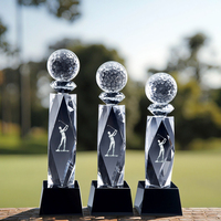 Trophée en cristal de golf pour compétitions sportives, cadeaux personnalisés, fabriqué par Small Bridge Professional Factory