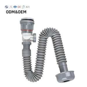 Tubo de Desagüe Universal para Lavabo de Baño, Diseño Moderno, Color Gris Oscuro, con Desagüe Extensible de Acero Inoxidable, Fácil Instalación - Product Image 1